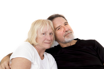 old married happy couple isolated
