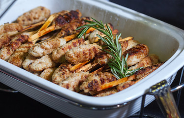 Meat skewers with rosemary