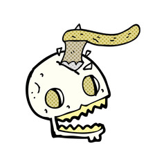cartoon axe in skull