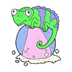 cartoon chameleon on ball