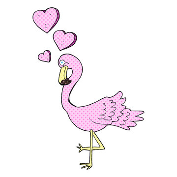 cartoon flamingo in love © lineartestpilot