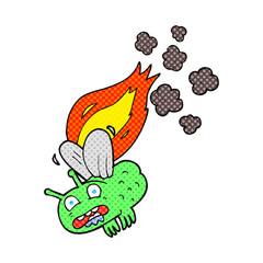 cartoon fly crashing and burning