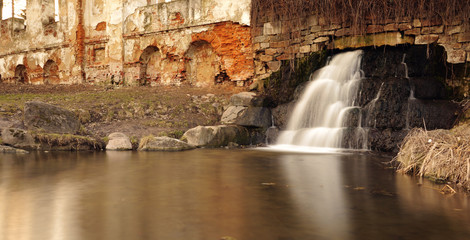 Waterfall in Olexandria Park, Bila Tserkva, Ukraine