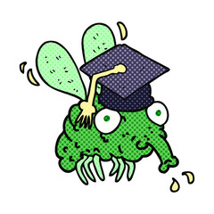 cartoon fly graduate