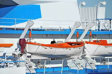Safety lifeboat on deck
