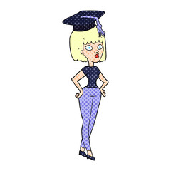 cartoon woman with graduation cap