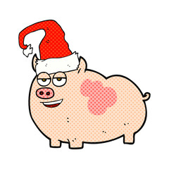 cartoon christmas pig
