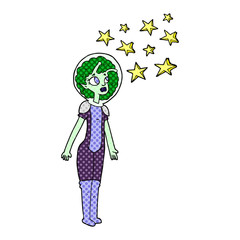cartoon alien space girl