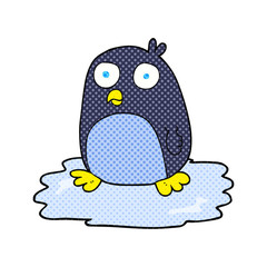 cartoon penguin on ice