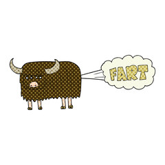 cartoon hairy cow farting