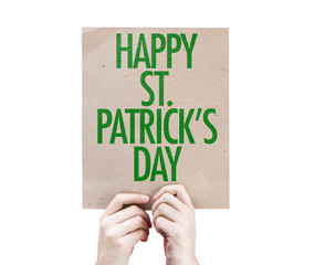 Happy St Patricks Day placard isolated on white background