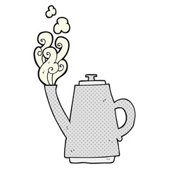 cartoon steaming coffee kettle