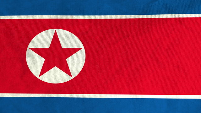 North Korean flag waving in the wind (full frame footage in 4K UHD resolution).
