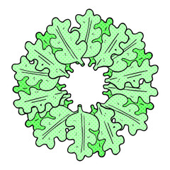 cartoon oak leaves in a ring