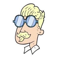 cartoon man with mustache and spectacles