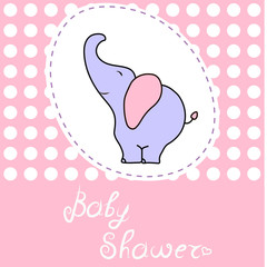 Cute cartoon elephant, for baby shower invitation card. EPS10