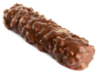 Tasty chocolate bar isolated on white background