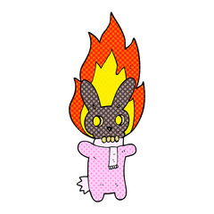 cartoon flaming skull rabbit
