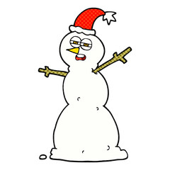 cartoon unhappy snowman