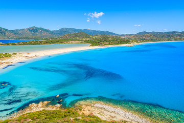 Fototapeta na wymiar A view of Villasimius beach on Sardinia island, Italy