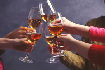 Glasses of wine on a cheerful holiday