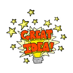 comic book style cartoon great idea light bulb symbol
