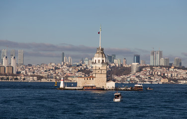 Fototapeta na wymiar Maidens Tower in Bosphorus Strait, Istanbul City, Turkey