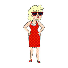comic book style cartoon woman wearing sunglasses