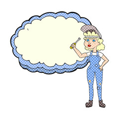 comic book style cartoon female mechanic