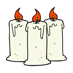 comic book style cartoon burning candles