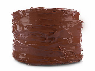 Chocolate cake isolated on white