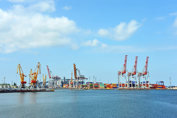 Obraz premium Port cargo crane and container