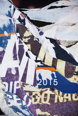 Random background collage paper typography texture on wall