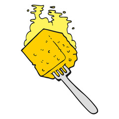 cartoon cheese on fork