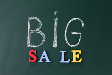 Big sale concept on a blackboard background