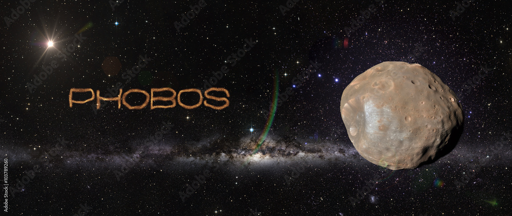 Wall mural planet phobos in outer space.