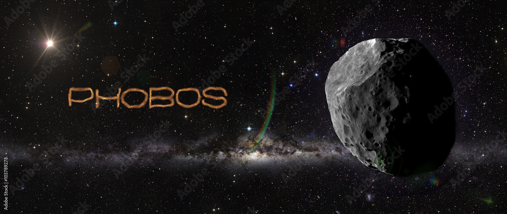 Wall mural planet phobos in outer space.