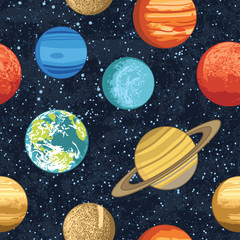Seamless pattern with solar system planets