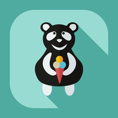 Flat modern design with shadow icons panda eating