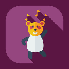 Flat modern design with shadow icons panda dances