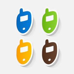 Paper clipped sticker: mobile phone, cell