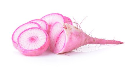 slice radishes isolated on white background