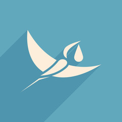 stork and baby logo sign blue background  vector illustration