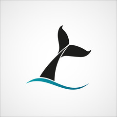 Naklejka premium whale tail wave logo sign emblem on white background vector illu