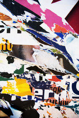 Random background collage paper typography texture on wall