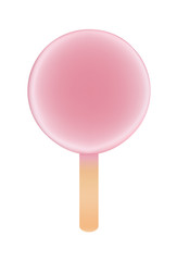 Round pink ice cream isolated on white background