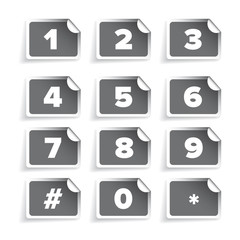 Number set vector label grey