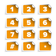 Number set vector label orange