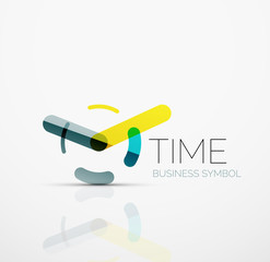 Vector abstract logo idea, time concept or clock business icon. Creative logotype design template