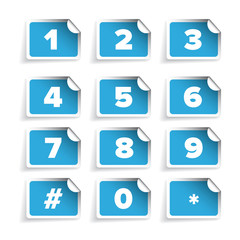 Number set vector label blue